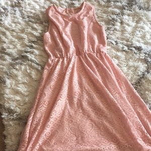 Light pink crochet detail dress